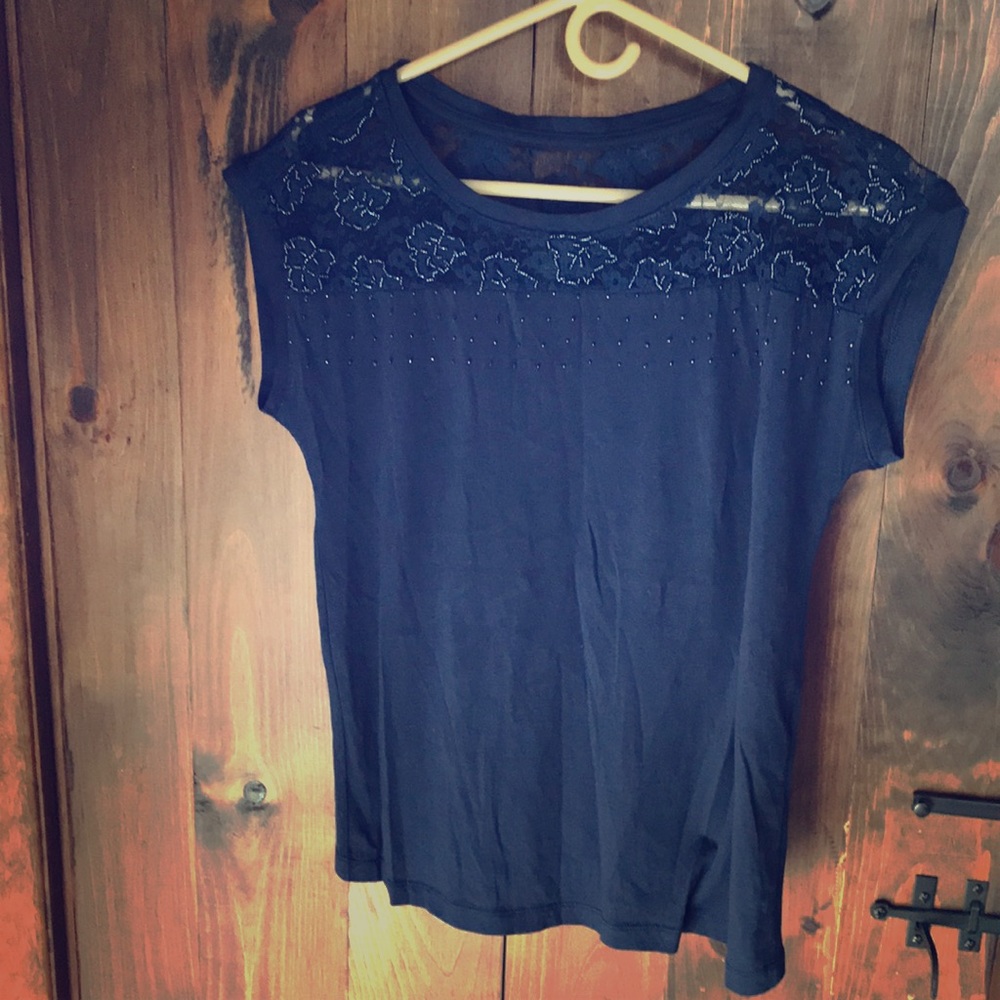 Grace Elements lace and bead accent top